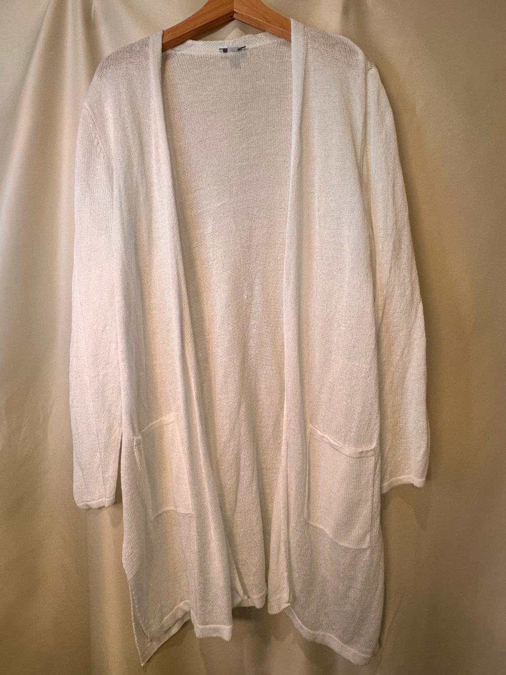 J. Jill white Women's summer open cardigan duster linen capsule lagenlook XL